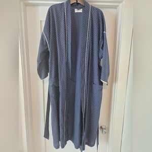 Vintage Christian Dior Monsieur Robe Blue White Polk Dot Belted Lounge Gown